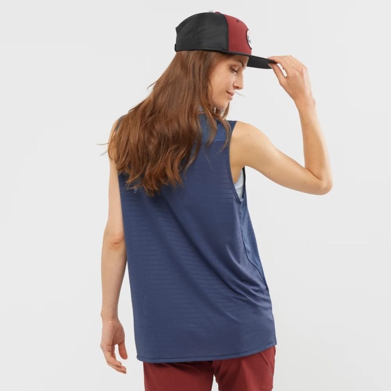 Navy Salomon Outline Summer Women's Tanks | IE TW2706